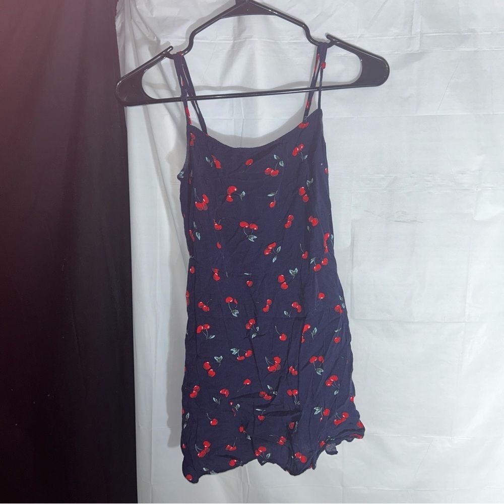 Women's Blue Mini Dress with Cherries Size Xs/S